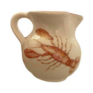 Abbiamo Tutto Italy Handpainted Lobster Small Water Pitcher Jug Cream Red 7"